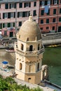 Bell tower in Vernazza village - Cinque Terre Liguria Italy Royalty Free Stock Photo