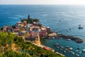 Vernazza village, Italy, with its colorful houses and Ligurian Sea coast. Royalty Free Stock Photo