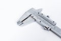 Vernier calipe or caliper. Precision measuring tools from silver steel.on a white background Royalty Free Stock Photo