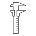 Vernier caliper thin line icon, tool and instrument, gauge sign, vector graphics, a linear pattern on a white background Royalty Free Stock Photo