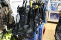 Buoyancy Compensator vest or BCD at a retail dive shop Royalty Free Stock Photo