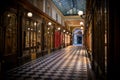 Vero-Dodat covered passage, early morning with no people, Paris, France