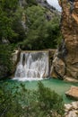 Vero river waterfall in Alquezar, Spain Royalty Free Stock Photo