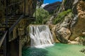 Vero river waterfall in canyon in Alquezar, Spain Royalty Free Stock Photo