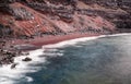 Verodal beach, red volcanic sand beach