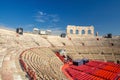 The Verona Arena interior inside view with stone stands. Roman amphitheatre Arena