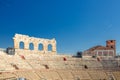 The Verona Arena interior inside view with stone stands. Roman amphitheatre Arena Royalty Free Stock Photo