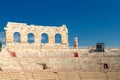 The Verona Arena interior inside view with stone stands. Roman amphitheatre Arena di Verona Royalty Free Stock Photo