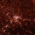 Verona city lights map, top view from space. Aerial view on night street lights. Global networking, cyberspace Royalty Free Stock Photo