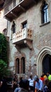 The famous House of Juliet with its balcony in a small courtyard in the city of Verona Italy is always full of tourists Royalty Free Stock Photo