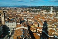 Verona city aerial view to Dolomite Alps in winter