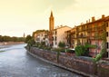 Verona cityscape with Sant` Anastasia Church Campanile Sant Ana