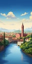 Verona Di Vercelli: A Stunning Travel Poster Of An Italianate Flair Town