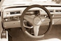 Dashboard detail of a vintage car. Royalty Free Stock Photo