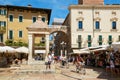 VERONA, ITALY - AUGUST 17, 2017: The fountain is called the Madonna of Verona with drinking water in the square. Royalty Free Stock Photo