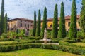 Verona, Italy, August 26, 2021: Giardino Giusti garden in Italian town Verona Royalty Free Stock Photo
