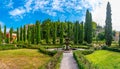 Verona, Italy, August 26, 2021: Giardino Giusti garden in Italian town Verona... Royalty Free Stock Photo