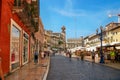 VERONA, ITALY - AUGUST 17, 2017: The house with Juliet`s balcony - Verona. Lots of tourists. Royalty Free Stock Photo