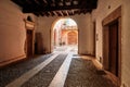 VERONA, ITALY - AUGUST 17, 2017: passage to the courtyard of the building under the arches. Royalty Free Stock Photo