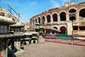 VERONA, ITALY - AUGUST 17, 2017: Piazza Bra, where the amphitheater Verona Arena is located, which hosts opera concerts and festiv
