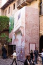 Juliet balcony repair in Verona, Italy. Royalty Free Stock Photo