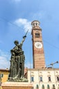 View of Lamberti tower Torre dei Lamberti in sunny day Royalty Free Stock Photo