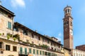 View of Lamberti tower Torre dei Lamberti in sunny day Royalty Free Stock Photo