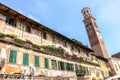 View of Lamberti tower Torre dei Lamberti in sunny day Royalty Free Stock Photo