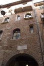 Verona, Italy. Commemorative plaque outside Juliet`s House. Royalty Free Stock Photo