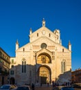 View of the Cathedral of Santa Maria Matricolare also called Duomo in Verona at sunset Royalty Free Stock Photo