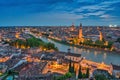 Verona Italy, night city skyline at Adige river Royalty Free Stock Photo