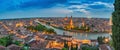 Verona Italy, panorama night city skyline at Adige river Royalty Free Stock Photo