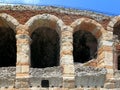 Verona, Italy - historic city center - ancient Roman Arena, Amphitheater walls with arches and auditorium Royalty Free Stock Photo