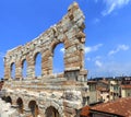 Verona, Italy - historic city center - ancient Roman Arena, Amphitheater walls with arches and auditorium Royalty Free Stock Photo