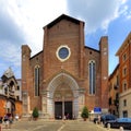 Verona, Italy - historic city center - external view of St. Anastasia church - gothic basilica at St. Anastasia square Royalty Free Stock Photo