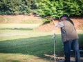 Competition of clay pigeon shooting.