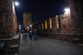 Verona, Italy Ã¢â¬â March 2019. Castelvecchio Bridge, Brick & marble bridge with 3 spans & arches, built in the 14th century &