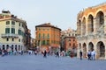VERONA, ITALY - MAY, 2017: Cityscape of Verona with Piazza Bra and Verona Arena in Verona, Italy