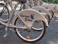 Verona, Italy - 06 May 2018: Verona Bike, Bicycles for rent in Verona. Large image of the logo on the wing of the rear