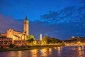 Verona Italy, night city skyline at Adige river Royalty Free Stock Photo