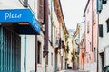 Verona, Italy - October 1, 2021: A traditional Italian pizzeria with the shutters closed due to the crisis