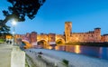 Verona, Italy - Panorama of Castelvecchio Castle, on the banks of the Adige river Royalty Free Stock Photo