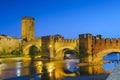 Verona, Italy - Panorama of Castelvecchio Castle, on the banks of the Adige river Royalty Free Stock Photo