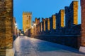 Verona, Italy - Panorama of Castelvecchio Castle, on the banks of the Adige river Royalty Free Stock Photo