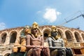 Verona, Italy - preparing the stage for the thetre performance in the famous Arena di Verona Royalty Free Stock Photo