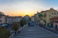 VERONA, ITALY- September 08, 2016: City landscape on the early morning and view on the Piazza XVI Ottobre