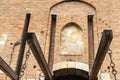 Fresco above the lift bridge and the entrance to Castelvecchio fortress in Verona, Italy