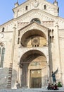 The main fasade of the Duomo Cattedrale di S. Maria Matricolare cathedral in Verona, Italy