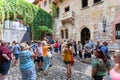 VERONA, ITALY- September 08, 2016: Tourists near house of Juliet Capulet (Giulietta Capuleti) Royalty Free Stock Photo