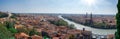 Verona street. Old europe italian city panoramic view with Romeo and Juliet, beautiful architecture, Adige river and bridges. Royalty Free Stock Photo